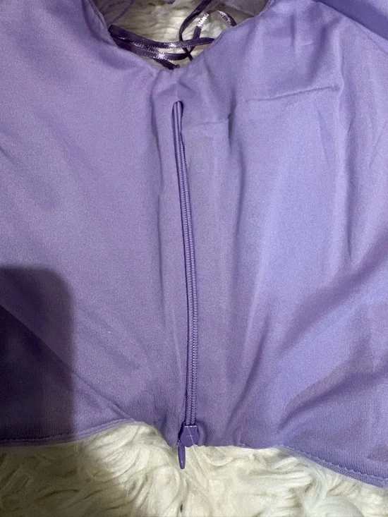 Zara Lilac Tulle Ruffle Strap Ruched Crop Top - Picture 9 of 10